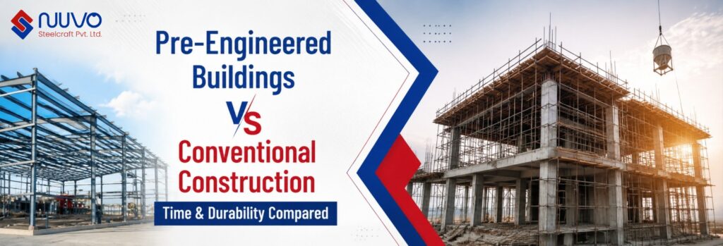 Pre-Engineered Buildings vs Conventional Construction: Time & Durability Compared pre-engineered buildings in India